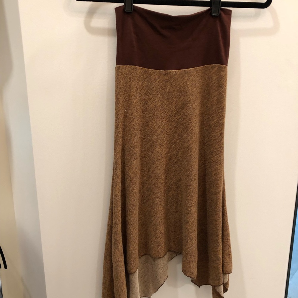 Asymmetrical 2 tone brown skirt XS - Picture 4 of 5